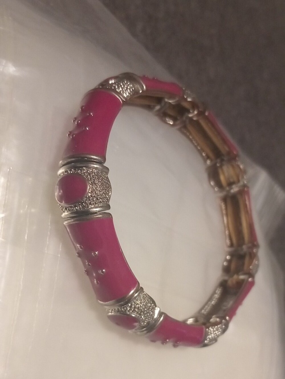 Elegant Pink and Silver Women’s Stretch Bracelet - Picture 5 of 5